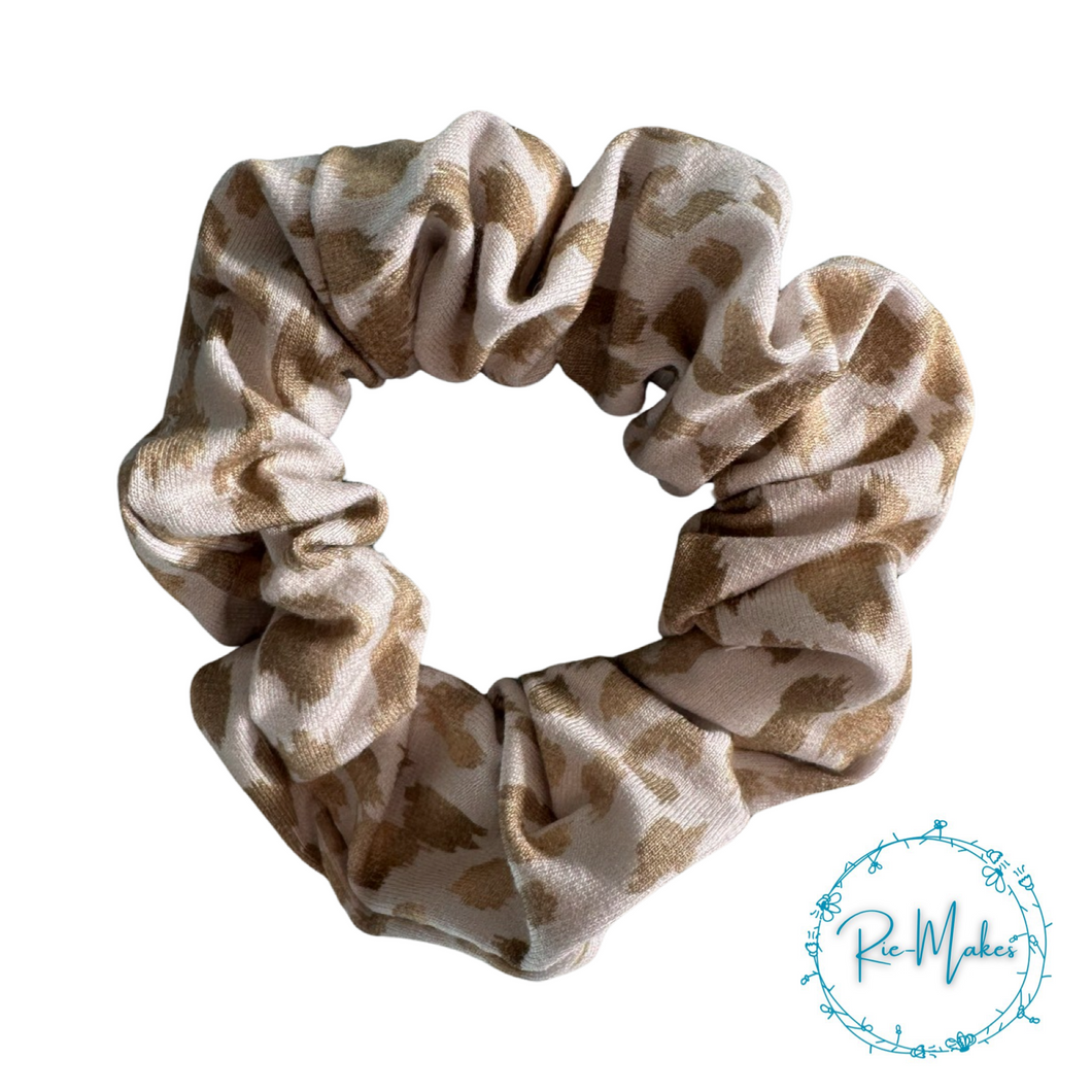 White and Gold animal print Scrunchie