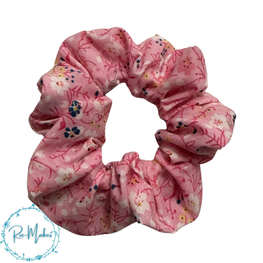 Pink Floral Scrunchie