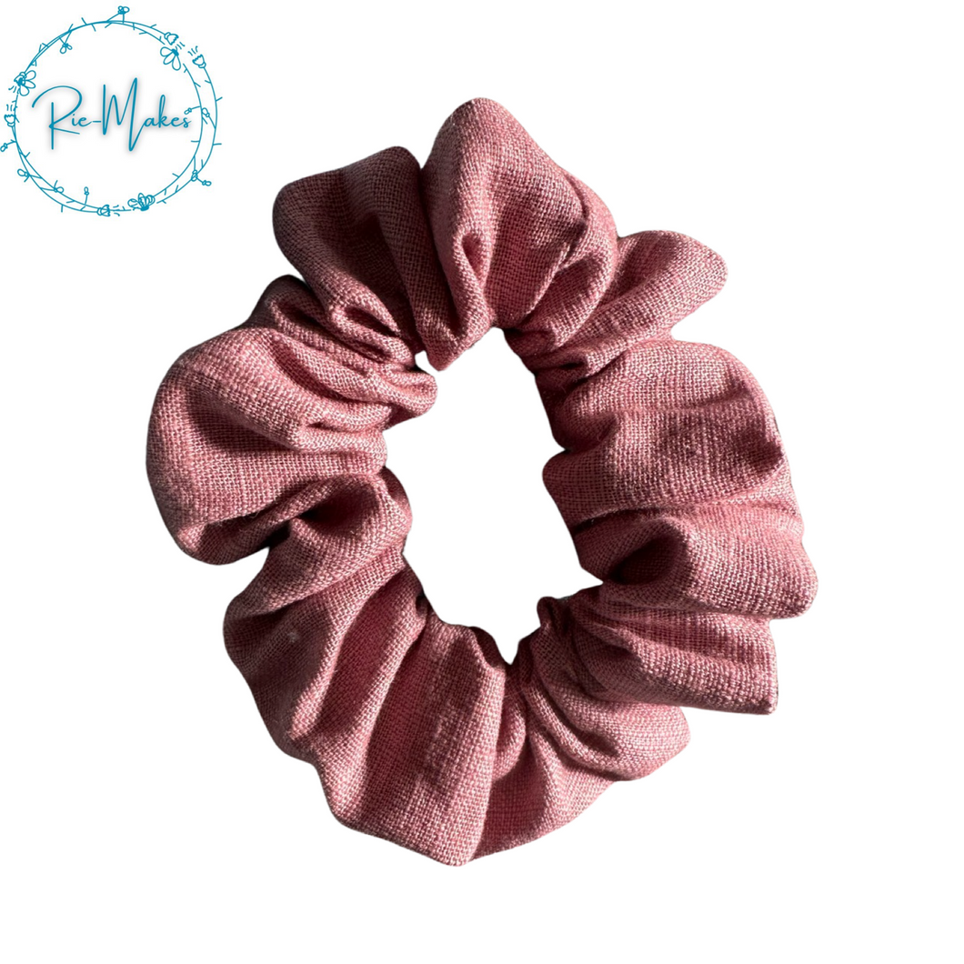 Dusky Pink Linen Scrunchie