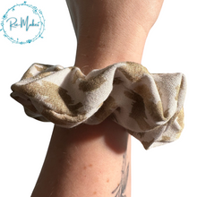 Load image into Gallery viewer, White and Gold animal print Scrunchie
