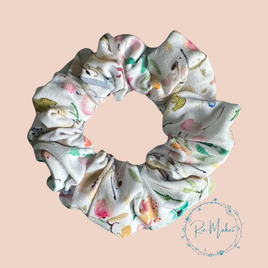 White Floral Scrunchie