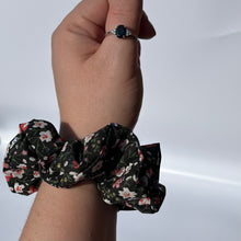 Load image into Gallery viewer, Black Floral Scrunchie
